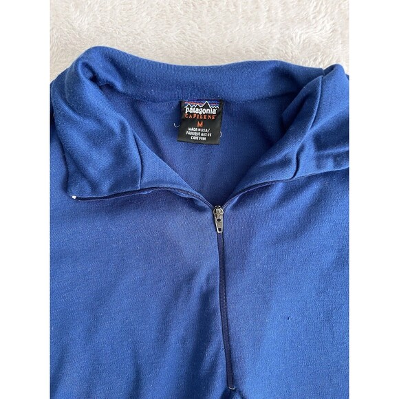 Patagonia Capilene Tech Knit Performance Quarter Zip Jacket M Blue Gorpcore Base - Picture 2 of 6